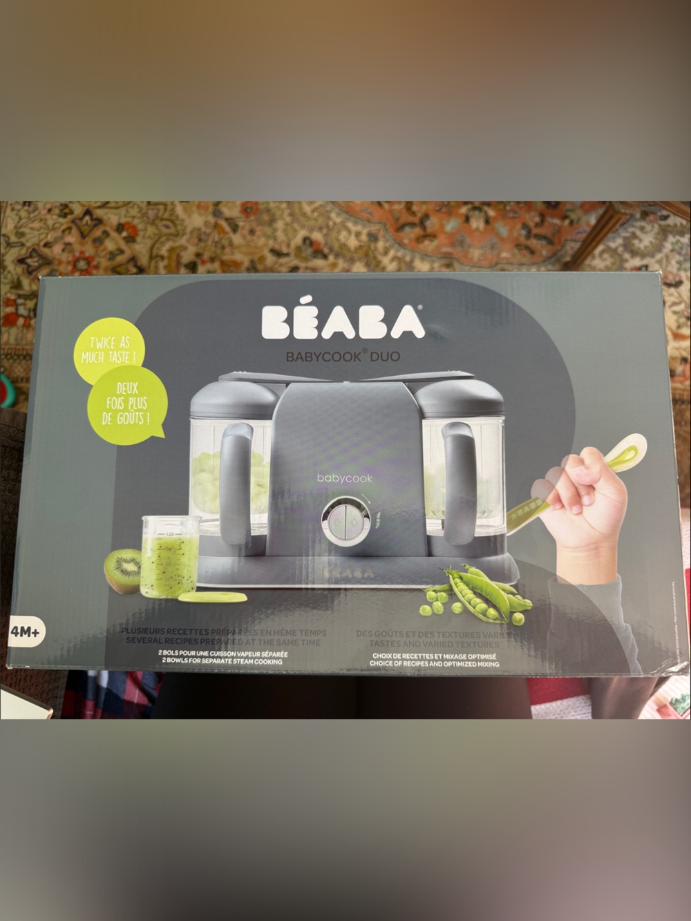 NWT Béaba Babycook Duo Baby Food Maker - Gray with Light Green Accents